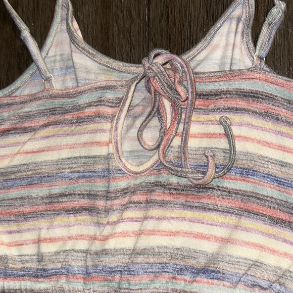 Multi colored striped vintage 70s 80s romper boho L read beach pool retro mod - Picture 6 of 7